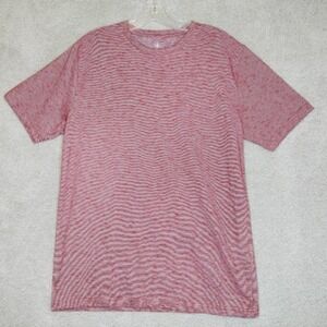 Coastaoro Shirt Mens Pink Tee Stripe Crew Neck Short Sleeve Soft S New